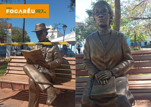 Estátuas de Leodegária de Jesus e Hugo de Carvalho Ramos são inauguradas nesta sexta-feira (17), na Praça do Coreto