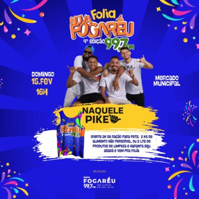 Folia Nova Fogaréu reúne música e solidariedade no Mercado Municipal na tarde deste domingo de Carnaval, com show do grupo Naquele Pike